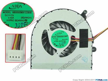 Picture of ADDA AB06505MX12DB00 Cooling Fan  0QAWGH, w55x4x4, 5V 0.40A, Bare fan