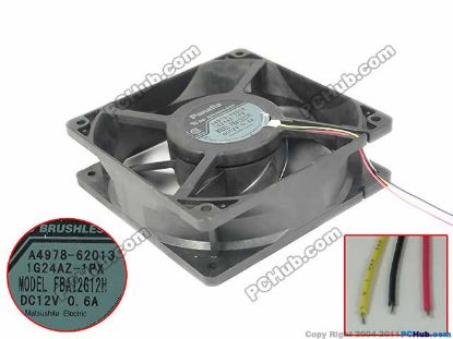 Picture of Panasonic FBA12G12H Server - Square Fan sq120x120x38, 3-wire, 12V 0.6A