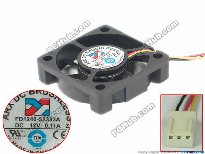 Picture of ARX FD1240-A2233A Server - Square Fan sq40x40x10mm, w100x3x3, DC 12V 0.11A