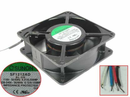 Picture of SUNON SF1212AD Server - Square Fan BL.GN, sq120x120x38, 4-wire, 115V0.27A