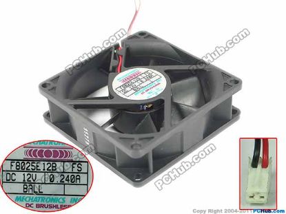 Picture of MECHATRONICS F8025E12B Server - Square Fan FS, sq80x80x25mm, w90x2x2, DC 12V 0.24A