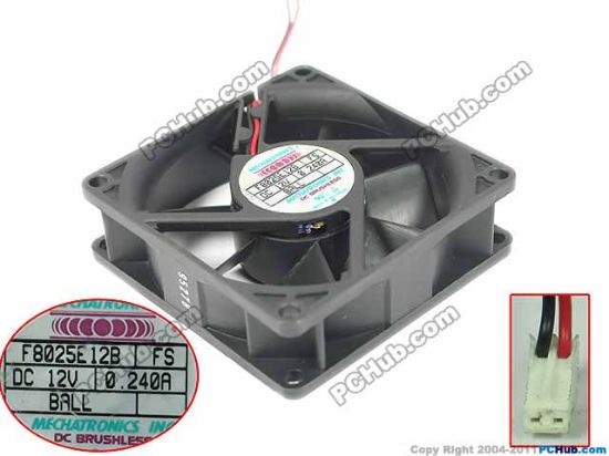 Picture of MECHATRONICS F8025E12B Server - Square Fan FS, sq80x80x25mm, w90x2x2, DC 12V 0.24A