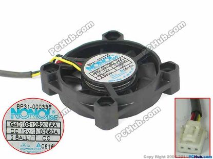 Picture of NONOISE G4010S12B2 Server - Square Fan sq40x40x10mm, 3-wire, 12V 0.06A