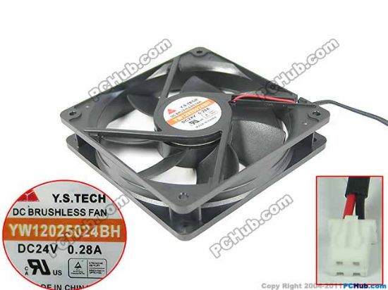 Picture of Y.S TECH YW12025024BH Server - Square Fan sq120x120x25mm, 2-wire, 24V 0.28A