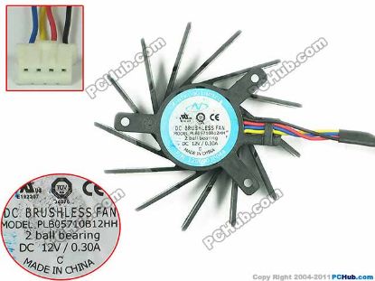 Picture of Power Logic PLB05710B12HH Server - Frameless / GPU Fan Black, 12V 0.30A, dia54, ctc35x35x27, w80x4x4