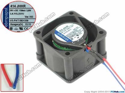 Picture of ebm-papst 414 JHHR Server - Square Fan sq40x40x25mm, 2-wire, 24V 3.6W