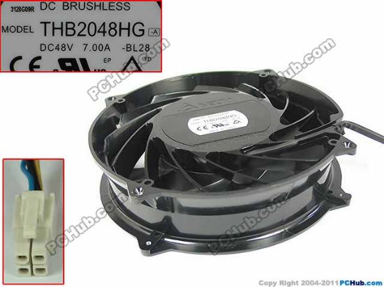 Picture of Delta Electronics THB2048HG Server - Round Fan BL28, dia200x200x51mm, 4-wire, 48V 7.00A
