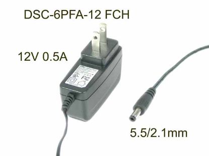 Picture of DVE DSC-6PFA-12 AC Adapter - NEW Original 12V 0.5A, 5.5/2.1mm, US 2-Pin