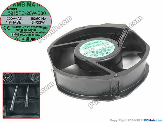 Picture of NMB-MAT / Minebea 5915PC-20W-B30 Server - Round Fan BM0, dia172x172x38mm, 2-Pin, AC 200V 34W
