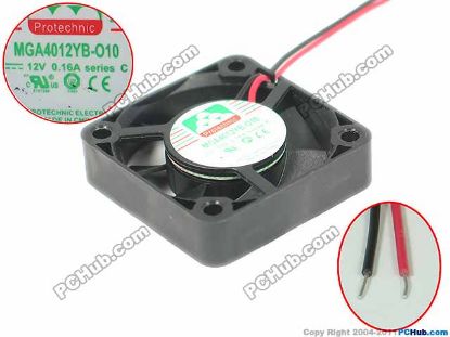 Picture of Protechnic Magic MGA4012YB-O10 Server - Square Fan , sq40x40x10mm, 2-wire, DC 12V 0.16A