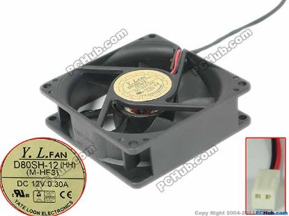 Picture of Y.L FAN / Yate Loon D80SH-12(HH) Server - Square Fan MHF3, SF80x80x25, w80x2x2, 12V 0.30A