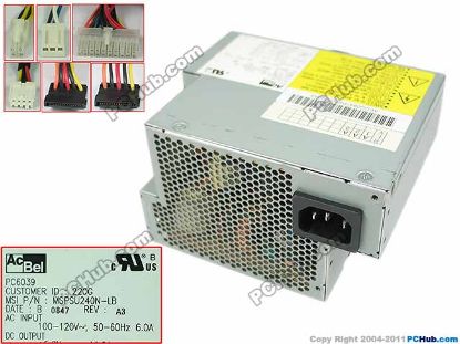 Picture of Acbel Polytech MSPSU240N-LB Server - Power Supply 100V-120V, 240W,
