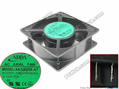 Picture of ADDA AA1282HX-AT Server - Square Fan S, 240V0.12A, Alum, sq120x120x38mm, 2W