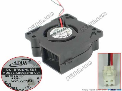 Picture of ADDA AB5024HB-C01 Server - Blower Fan G, 24V0.15A, bw50x50x20mm, 100x2Wx2P