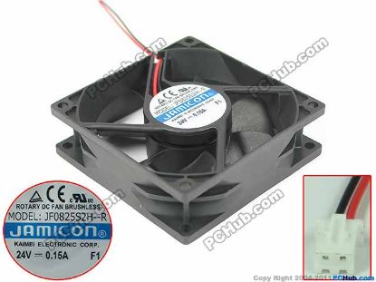 Picture of Jamicon JF0825S2H-R Server - Square Fan 24V0.15A, sq80x80x25mm, 2W