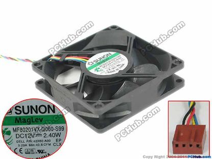 Picture of SUNON MF80201VX-Q060-S99 Server - Square Fan 12V2.40W, sq80x80x20mm, 4W
