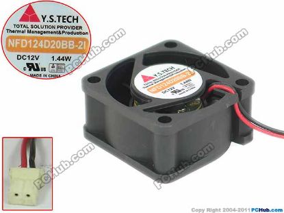 Picture of Y.S TECH NFD124020BB-2I Server - Square Fan 12V1.44A, sq40x40x20mm, 2W