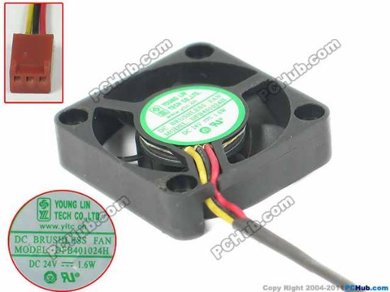 Picture of Young Lin DFB401024H Server - Square Fan 24V1.60W, sq40x40x10mm, 3W