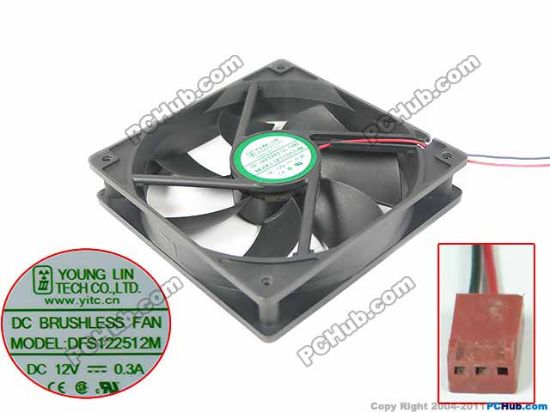 Picture of Young Lin DFS122512M Server - Square Fan sq120x120x25mm, w120x2x3, DC 12V 0.3A