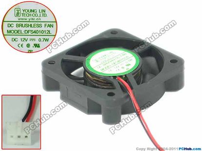 Picture of Young Lin DFS401012L Server - Square Fan sq40x40x10mm, DC 12V 0.70W, w50x2x3