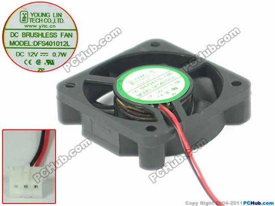 Picture of Young Lin DFS401012L Server - Square Fan sq40x40x10mm, DC 12V 0.70W, w50x2x3