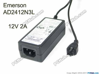 Picture of EMERSON AD2412N3L AC Adapter 5V-12V 12V 2A, 8-Hole tip, C14, New
