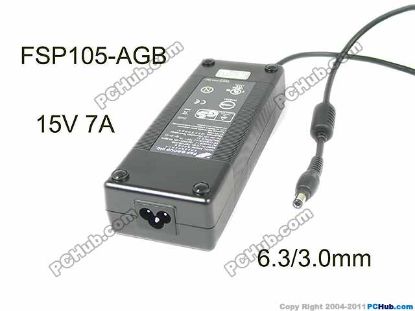 Picture of FSP Group Inc FSP105-AGB AC Adapter 13V-19V 15V 7A, Barrel 6.3/3.0mm , 3-Prong
