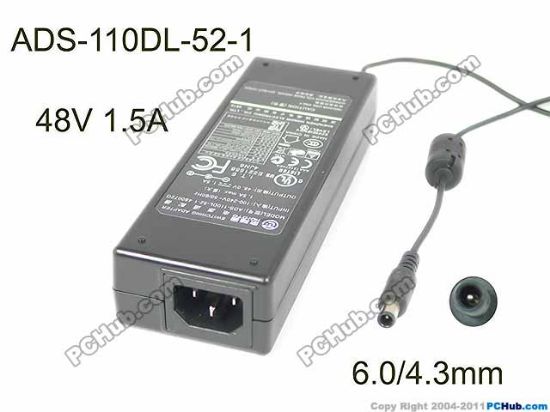 Picture of HOIOTO ADS-110DL-52-1 AC Adapter 20V & Above 48V 1.5A, Barrel 6.0/4.3mm With Pin,  IEC C14