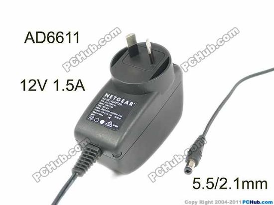 Picture of NETGEAR AD6611 AC Adapter 5V-12V 12V 1.5A, 5.5/2.1mm, AU 2P Plug, New