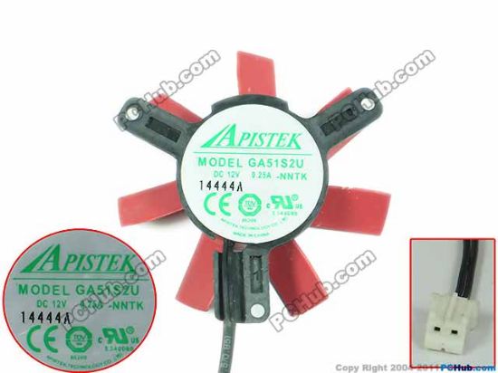 Picture of APISTEK / Rotek GA51S2U Server - Frameless / GPU Fan NNTK, 12V 0.25A, W70x2x2, D27D45xC39, Black