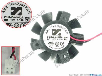 Picture of ARX FS1240-A1042A Server - Frameless / GPU Fan 4FL, 2FL,  12V 0.13A, W80x2x2, D36xC26x26x20, Black