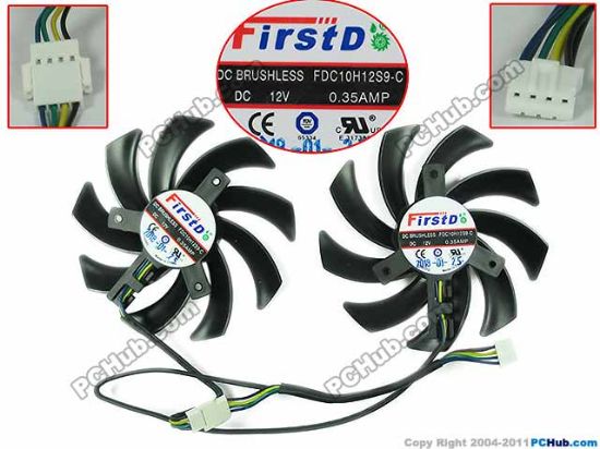 Picture of Firstd FDC10H12S9-C Server - Frameless / GPU Fan 12V 0.35A, W180x4x4, D85xC39, Black, 2 Fan