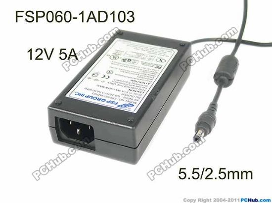 Picture of FSP Group Inc FSP060-1AD103 AC Adapter 5V-12V 12V 5A, Barrel 5.5/2.5mm, IEC C14, FSP060-1AD103