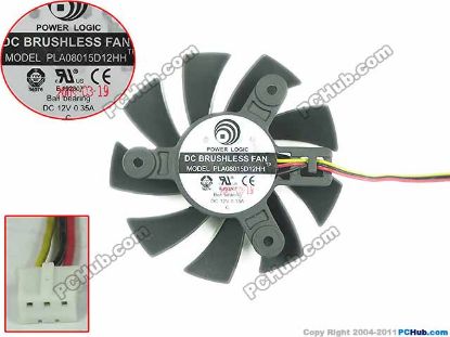 Picture of Power Logic PLA08015D12HH Server - Frameless / GPU Fan DC 12V 0.35A, W150X3X3, Dia 80x15mm, Black