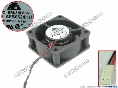 Picture of Delta Electronics AFB0624HH Server - Square Fan sq60x60x25, w85x2x2, DC24V 0.14A