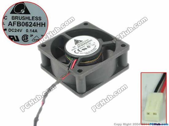 Picture of Delta Electronics AFB0624HH Server - Square Fan sq60x60x25, w85x2x2, DC24V 0.14A