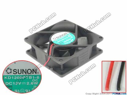 Picture of SUNON KD1208PTB1-6 Server - Square Fan OC, sq80x80x25, 2-wire, 12V 2.6W