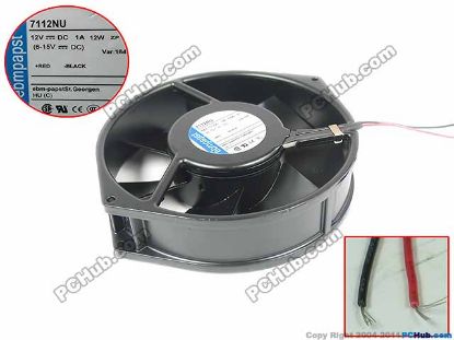 Picture of ebm-papst 7112 NU Server - Round Fan dia170x150x38mm, 2-wire, 12V 12W