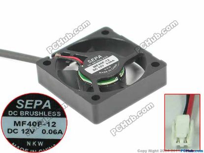 Picture of SEPA MF40F-12 Server - Square Fan sq40x40x10mm, 2-wire, DC 12V 0.06A, 