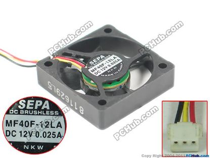Picture of SEPA MF40F-12LA Server - Square Fan sq40x40x10, 3-wire, 12V 0.25A