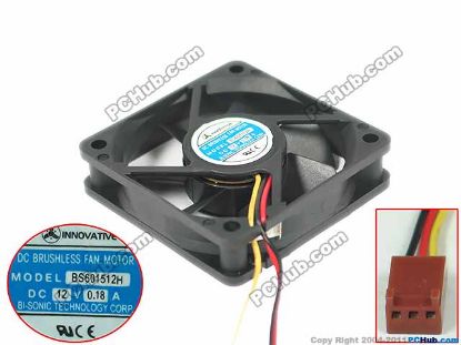 Picture of Bi-Sonic BS601512H Server - Square Fan 12V0.18A, sq60x60x15mm, 100x3Wx3P