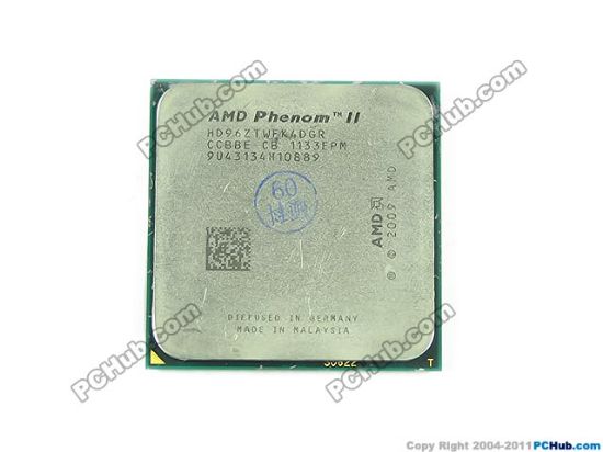 Picture of AMD Phenom II X4 960T (Black Edition) CPU Desktop 45nm, HD96ZTWFK4DGR, 3.0 GHz, 4 X 512 KB, 6 MB, Qu