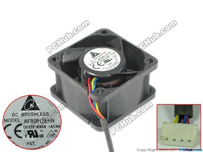 Picture of Delta Electronics AFB0512EHN Server - Square Fan -AC44, sq50x50x28mm, w50x4x4, DC 12V 0.88A