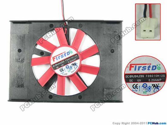 Picture of Firstd FD6010H12S Server - Frameless / GPU Fan 12V 0.20A, W80x2x2, Red, Plate, 2H