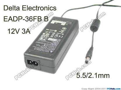 Picture of Delta Electronics EADP-36FB AC Adapter 5V-12V 12V 3A, 5.5/2.1mm, 2-Prong, New
