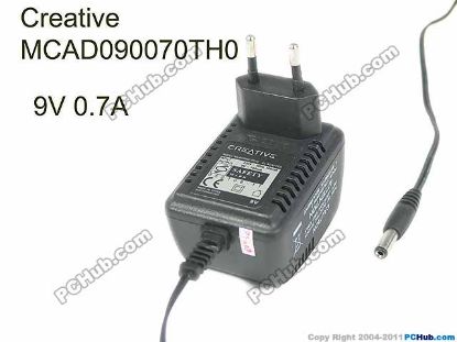 Picture of Creative MCAD090070TH0 AC Adapter - NEW Original 9V 0.7A, 5.5/2.1mm, EU 2-Pin, New