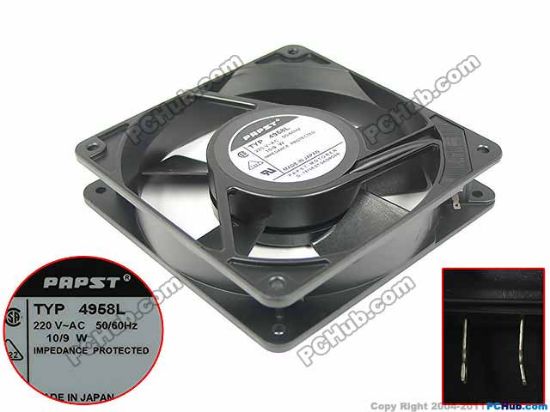 Picture of ebm-papst TYP 4958 L Server - Square Fan sq120x120x25mm, 0-wire, 220V 9W