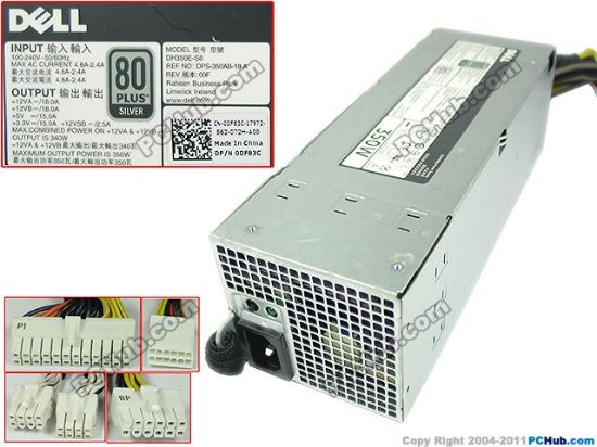 Picture of Dell PowerEdge T320 Server - Power Supply 350W, DH350E-S0, DPS-350AB-19 A, 0DF83C