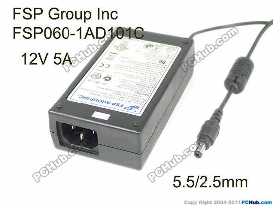 Picture of FSP Group Inc FSP060-1AD101C AC Adapter 5V-12V 12V 5A, Barrel 5.5/2.5mm, IEC C14