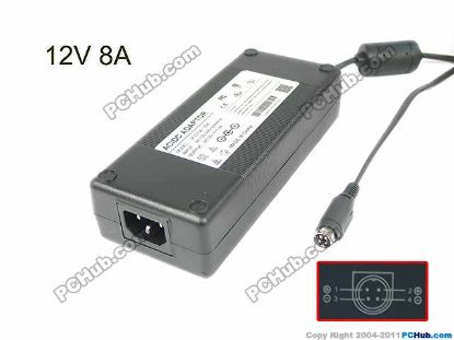 Picture of PCH OEM Power AC Adapter 5V-12V 12V 8A, 4P P1&4=V+, C14, New